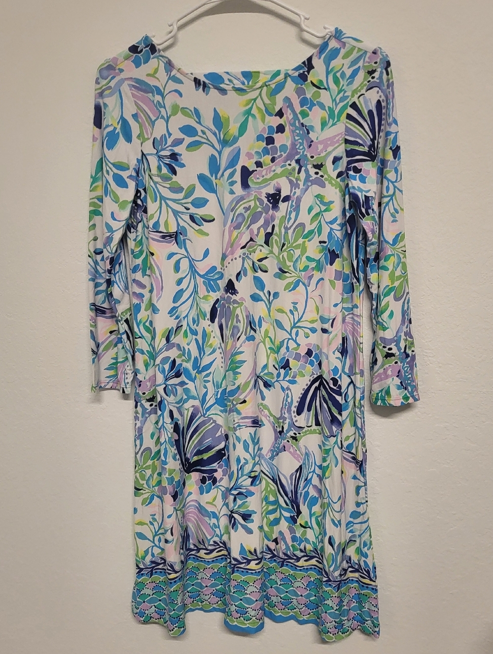 Lilly Pulitzer Ophelia Resort Shell Beach Rayon Soft Knit mini Swing Dress Sz M